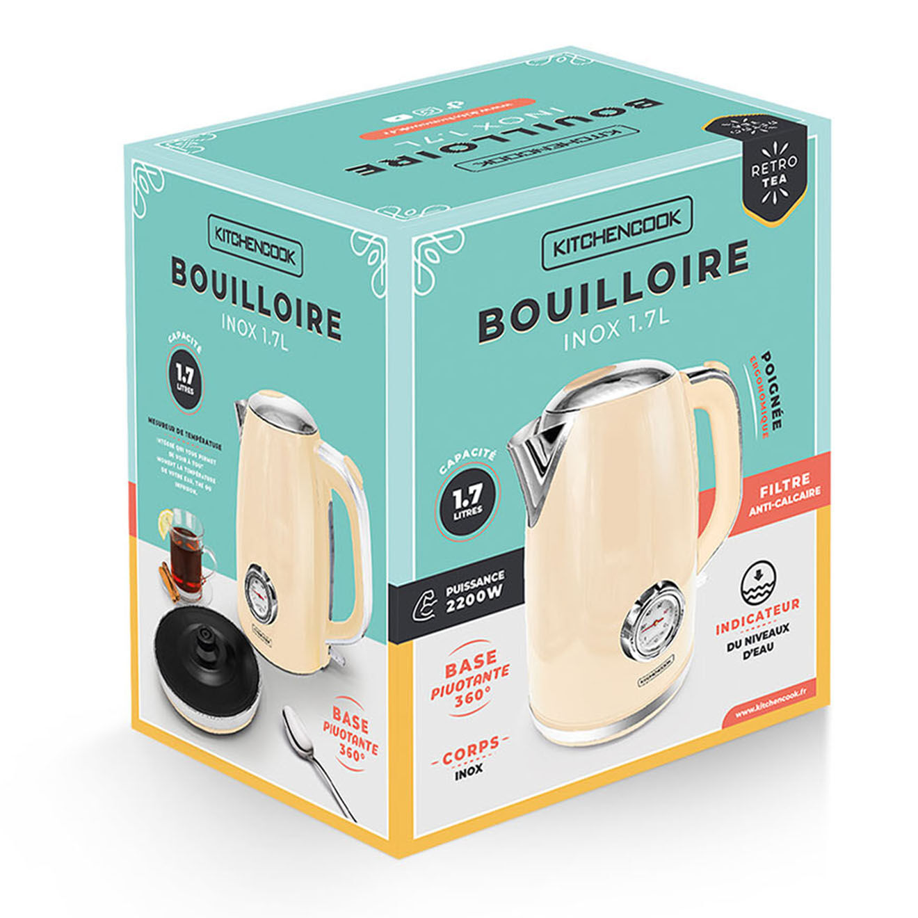 Kitchencook Bouilloire Style rétro beige - 60.5x23x53 cm