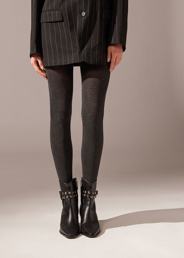Meias-calças em mistura macia de modal e cashmere