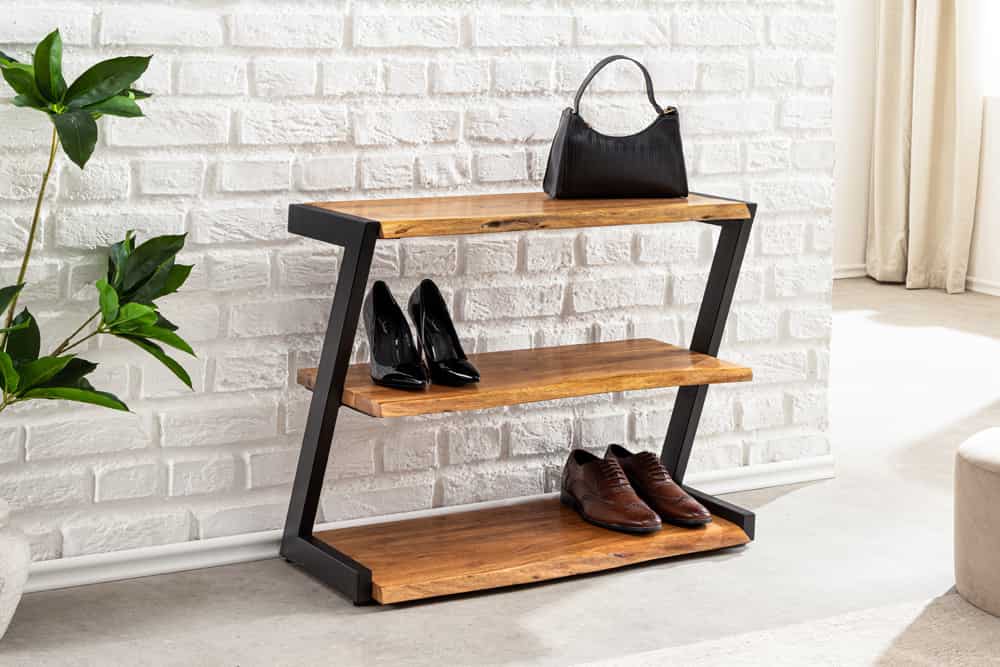 Massives Schuhregal MAMMUT 75cm braun honey finish Akazienholz Regal