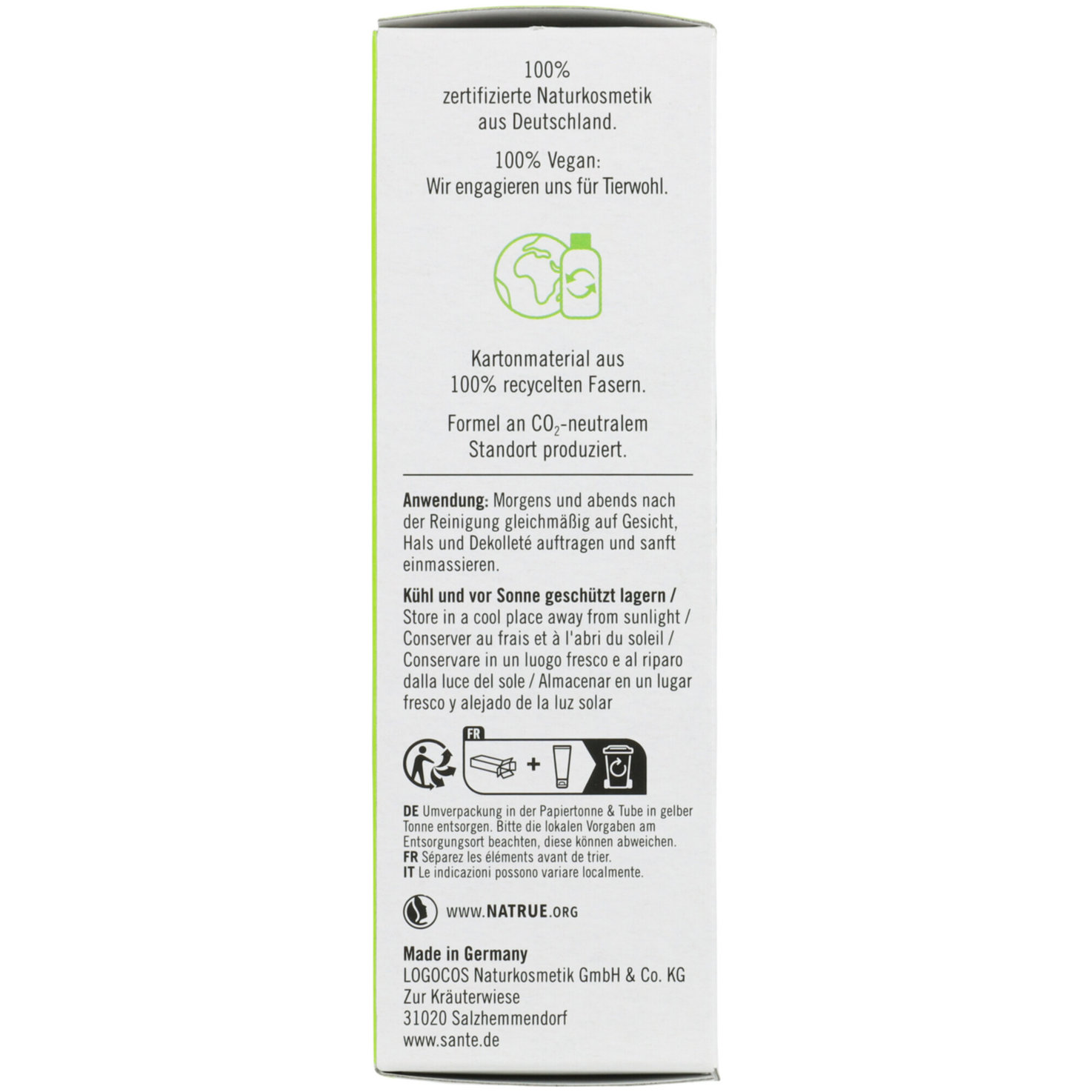 Sante Mattierende Feuchtigkeitscreme Bio-Grapefruit & Evermat