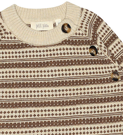 Petit Piao Bluse - Strick - Light Nordic - Off White/Brown Melan