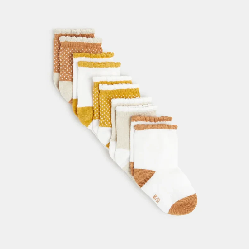 Chaussettes festonnées (lots de 5) jaunes bébé fille Jaune