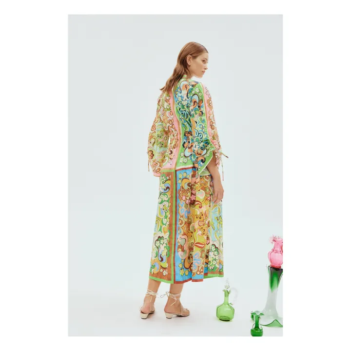 Alémais Robe Ceinturée Dreamer Popeline de Coton Bio | Vert