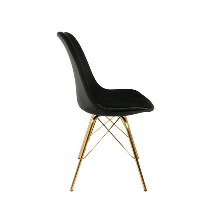 Kick collection - Stoel Velvet Zwart - Goud frame