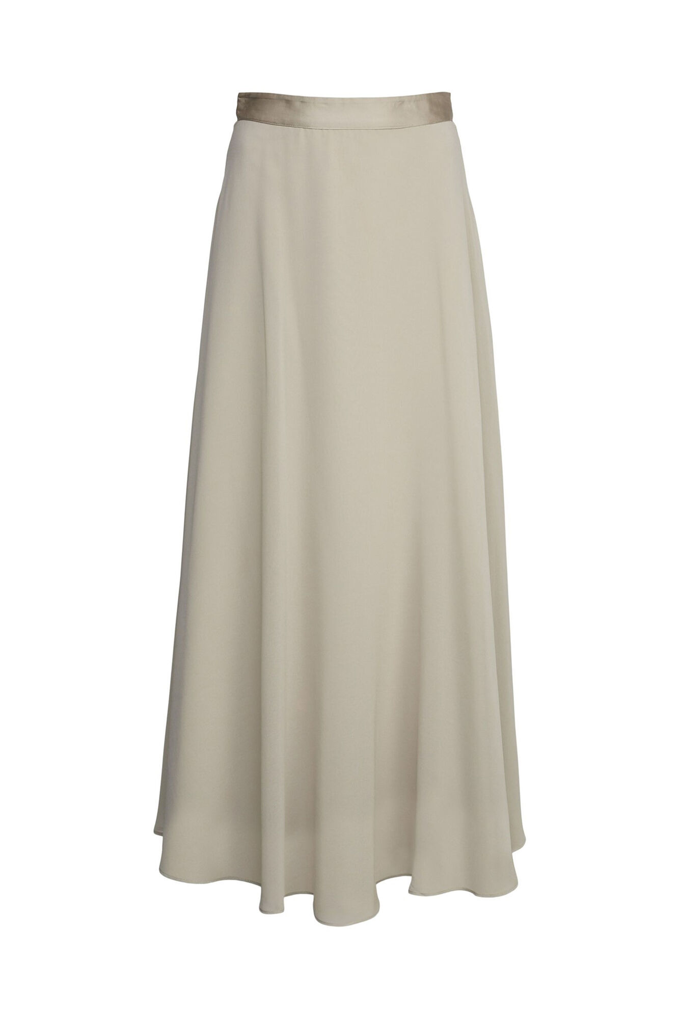 Saia longa de chiffon em material sustentável - Cáqui