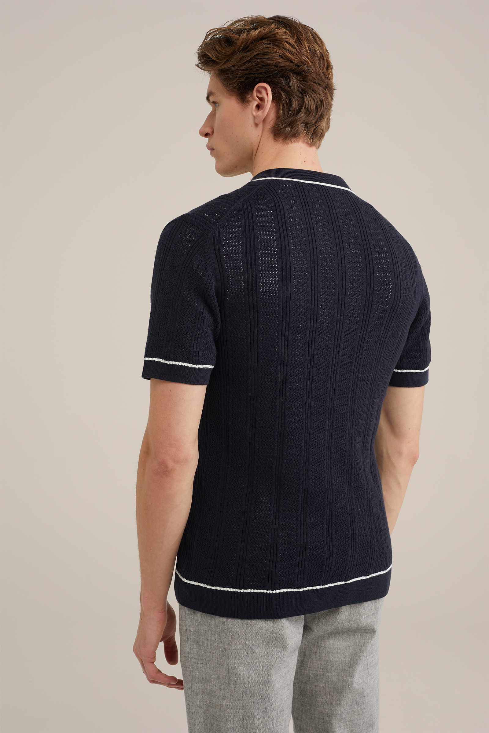 fijngebreide polo WE Fashion Donkerblauw