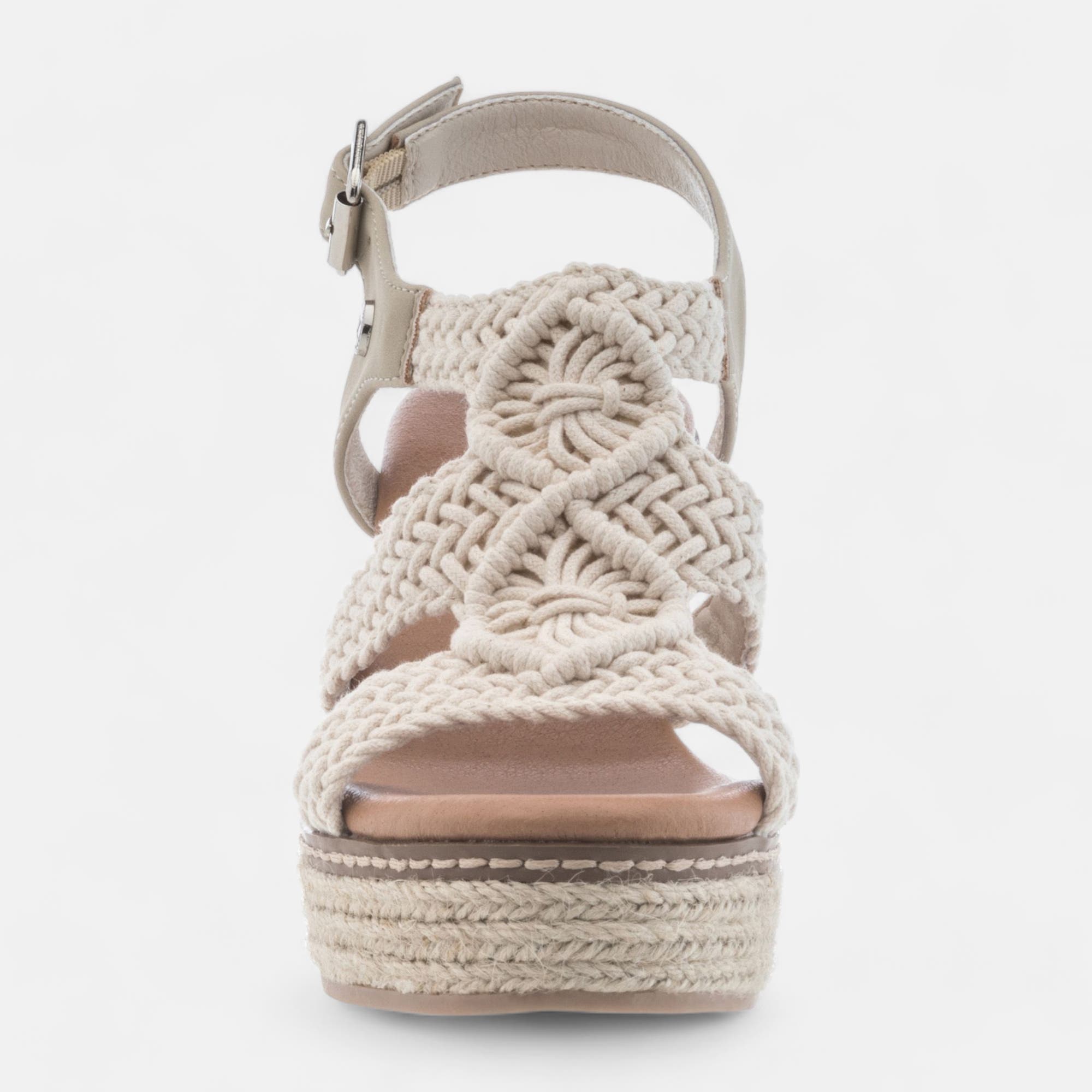 Espadrilles à talon compensé Femme beige