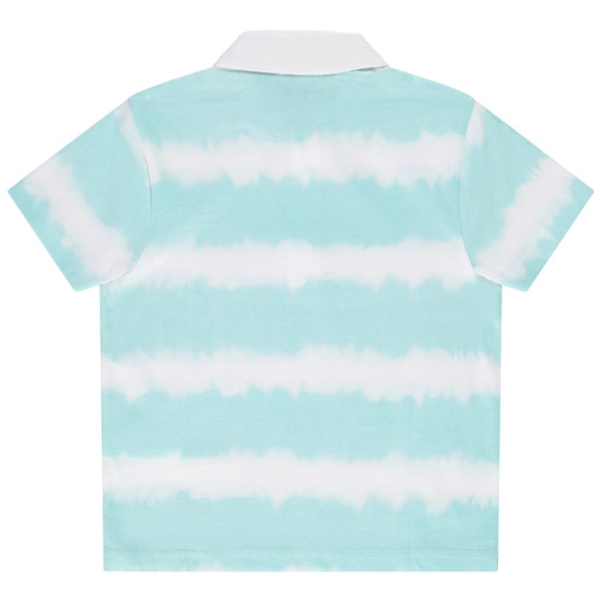 Polo manches courtes en jersey rayé tie and dye pour garçon - Bleu