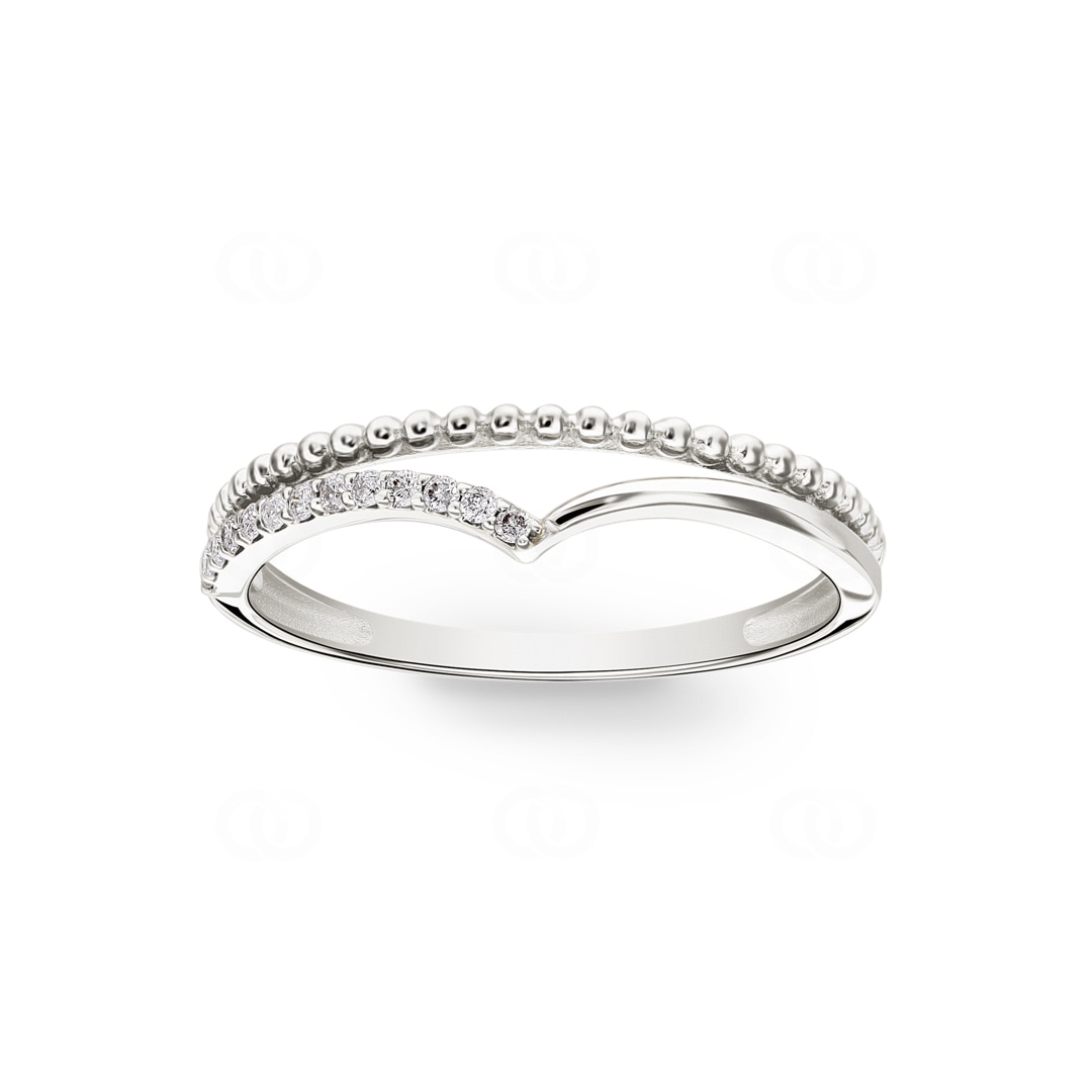 Damenring 750/18 K Weissgold mit Diamanten 0.07 ct H/si