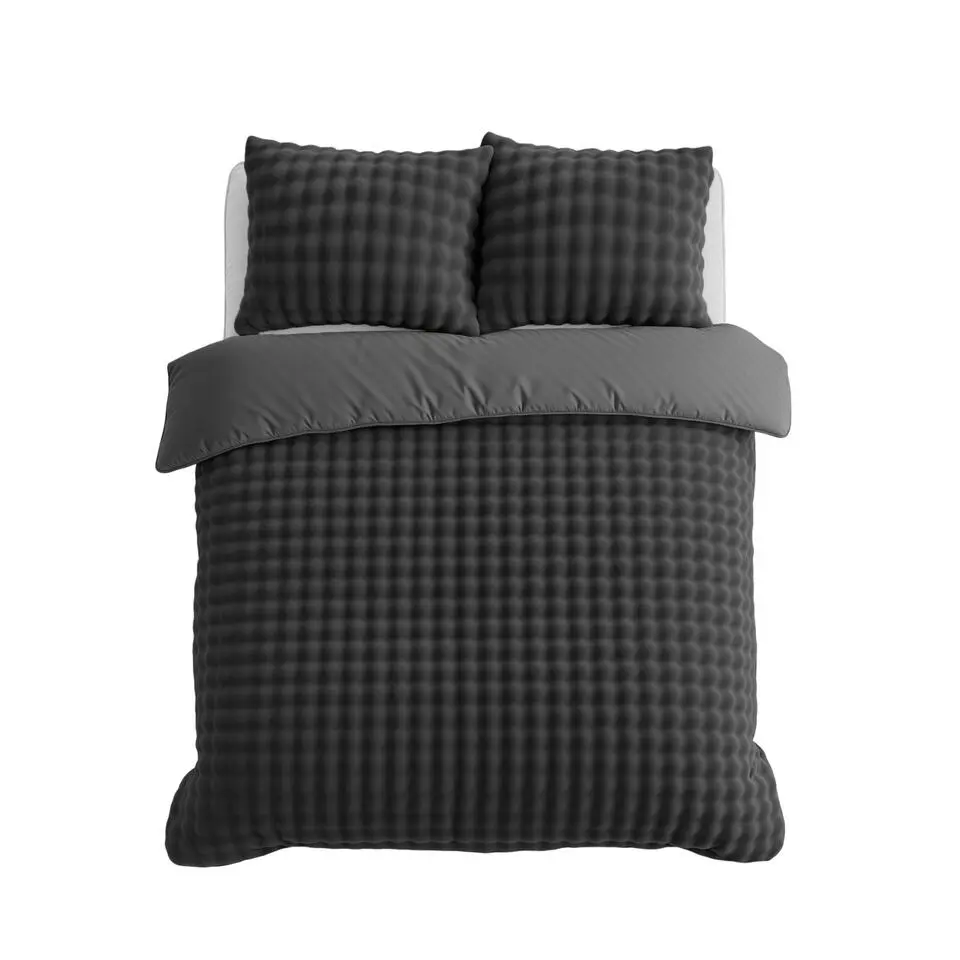 Dekbedovertrek 240x220 – Pompom Design & Warm Flanel Fleece - Antraciet