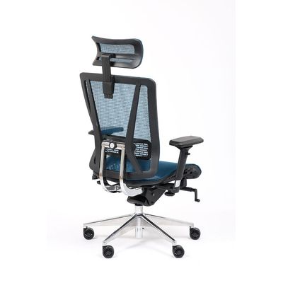 Fauteuil de bureau VASEAT - accoudoirs réglables - appui-tête intégré - bleu