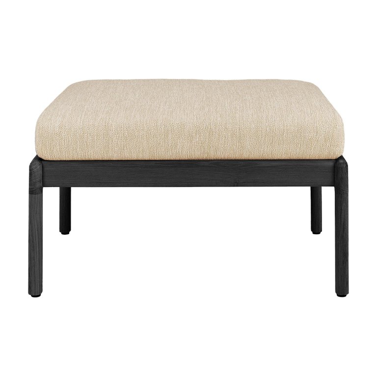 Ethnicraft Jack outdoor voetenbank teak zwart kussen beige