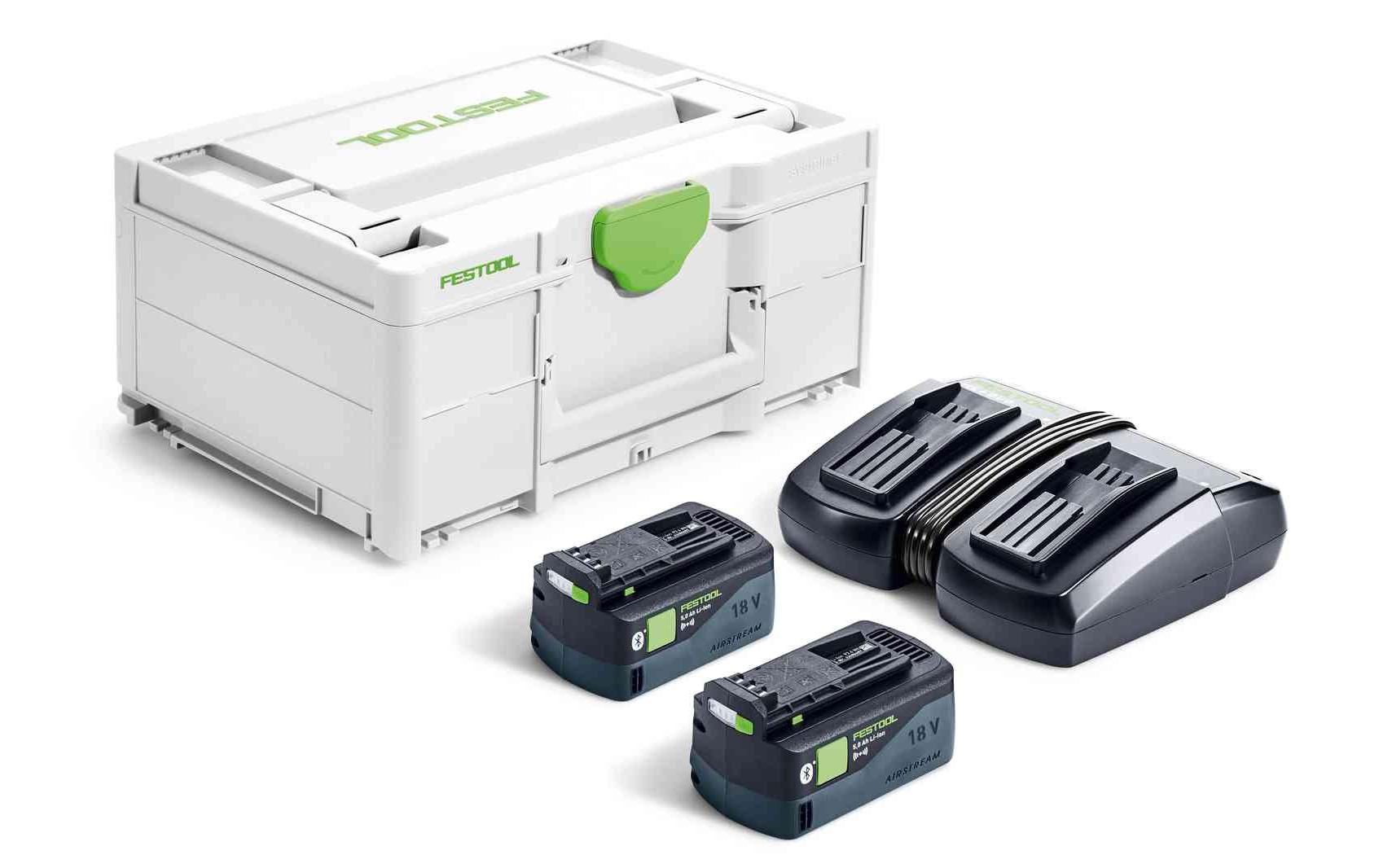 Energie-Set SYS 18V 2x5.0/TCL 6 DUO<br>Set mit 2 18 V 5.0 Ah Akkus und einem Dual-Ladegerät