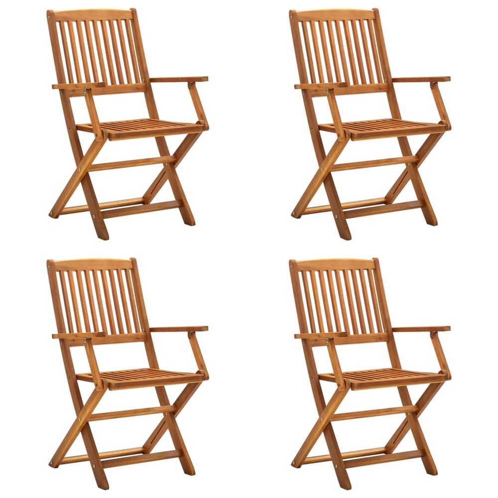 Chaises pliables d'extérieur 4 pcs bois d'acacia solide