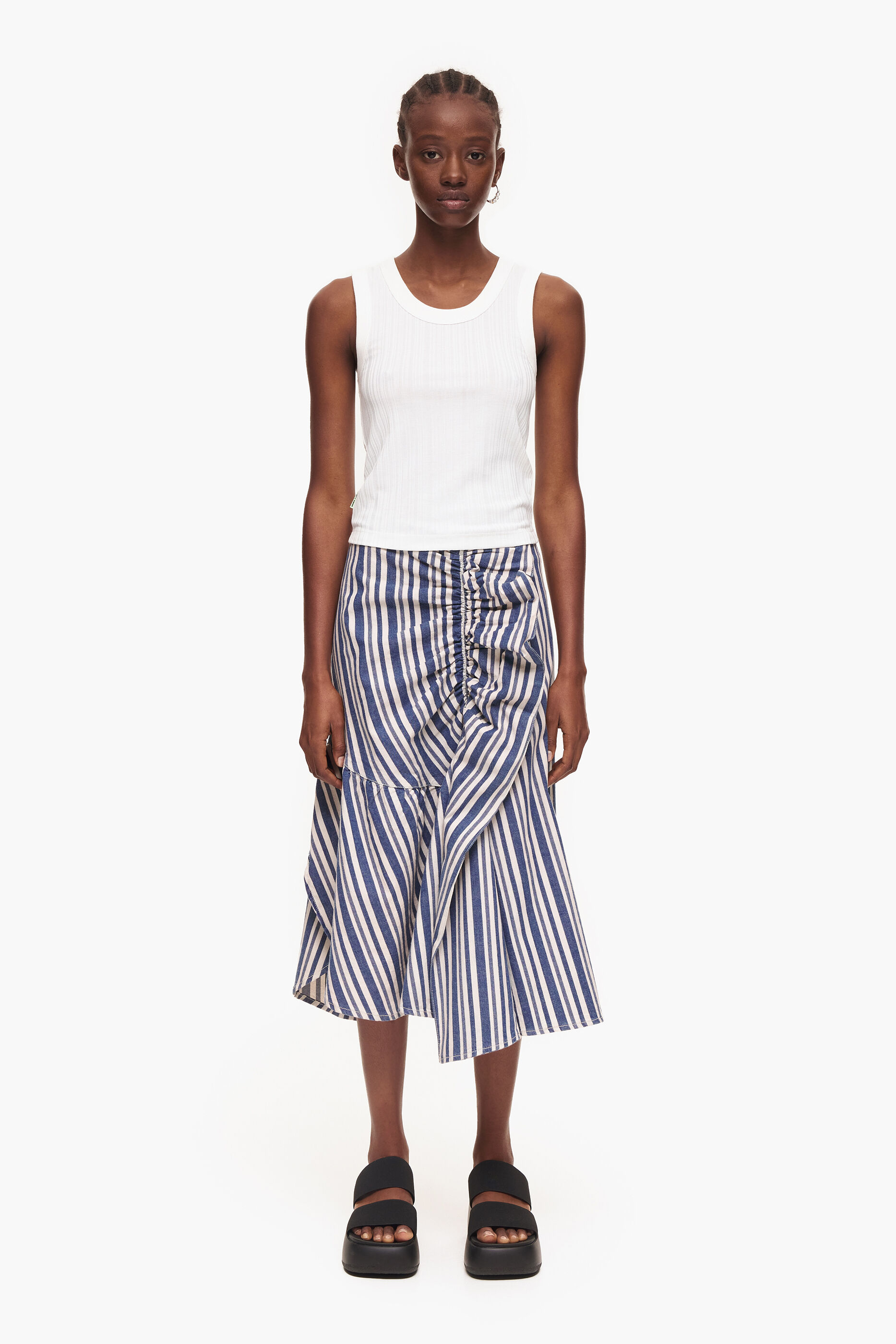 Saia midi jeans azul