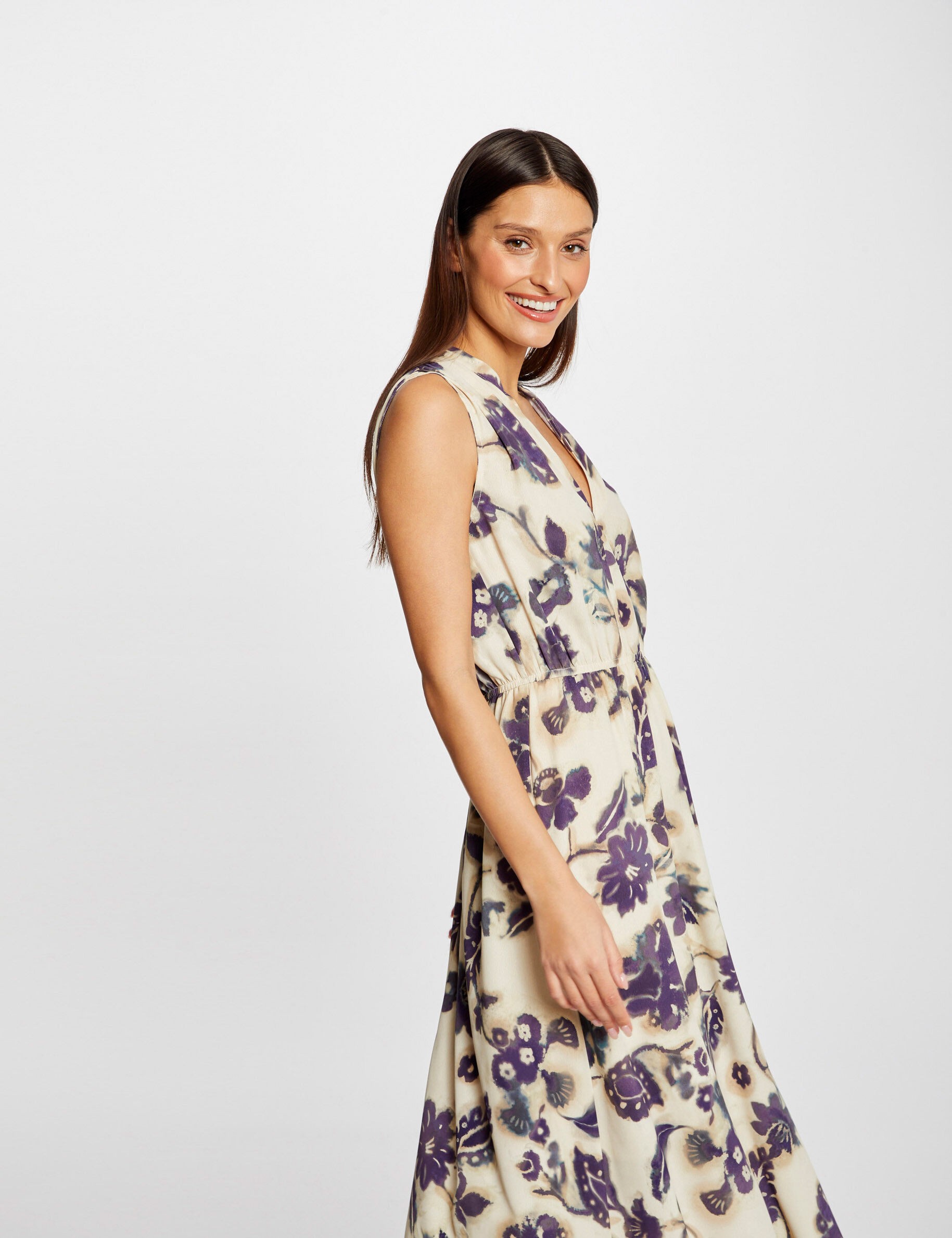 Robe longue évasée imprimé floral multico femme - multico