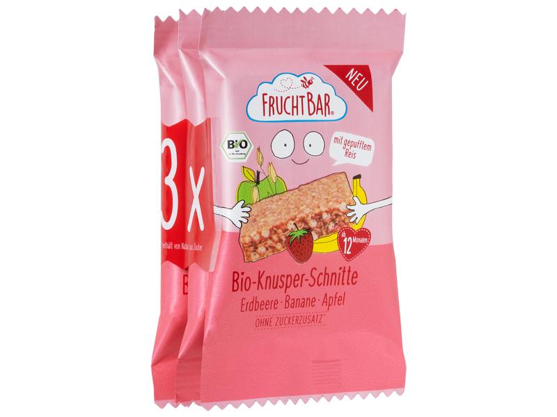 Fruchtbar Riegel Knusper Schnitte 3 x 23g Früchteriegel mit Erdbeere, Banane und Apfel