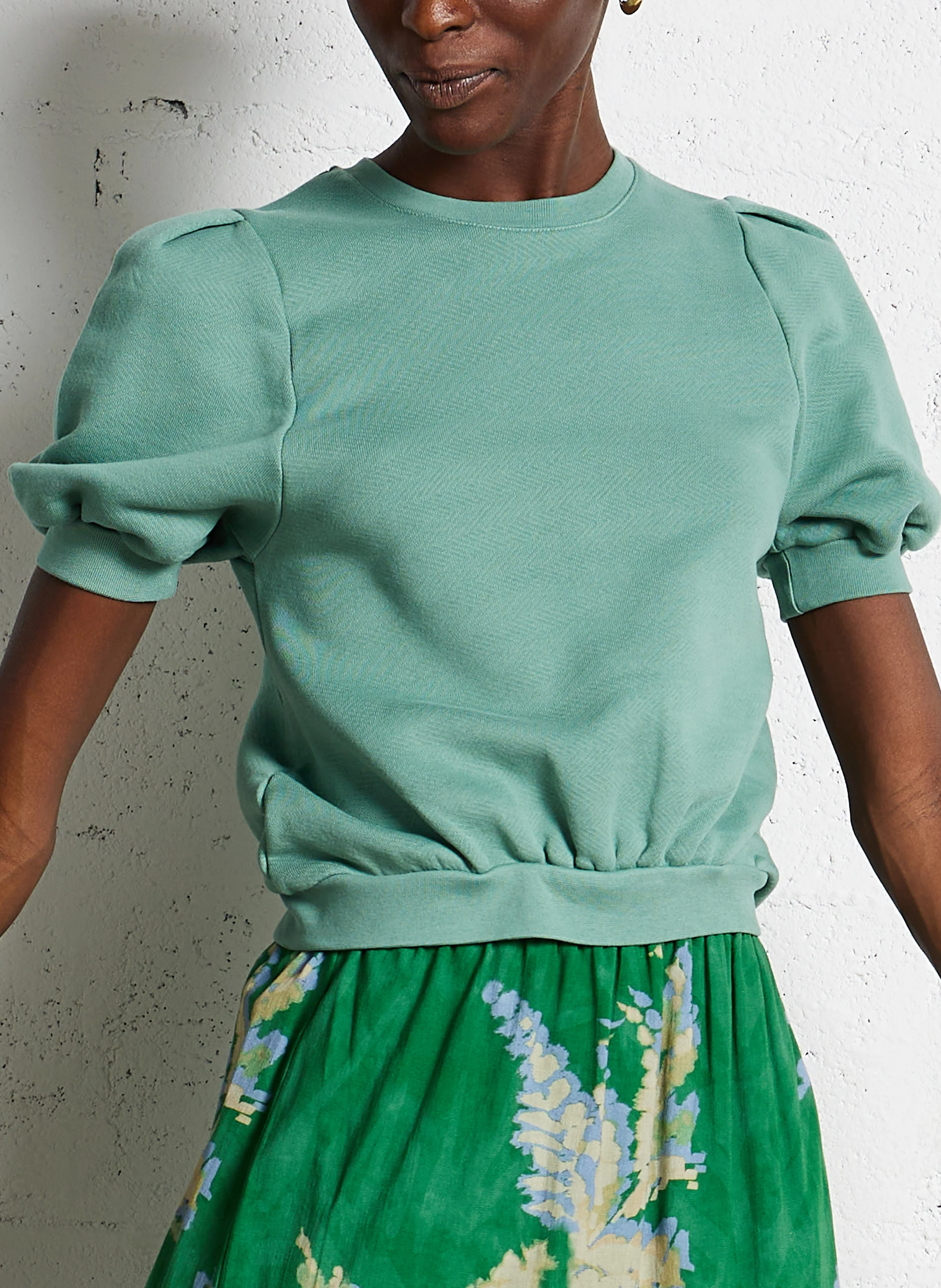 TAMAR - Sweat manches courtes en coton | Vert