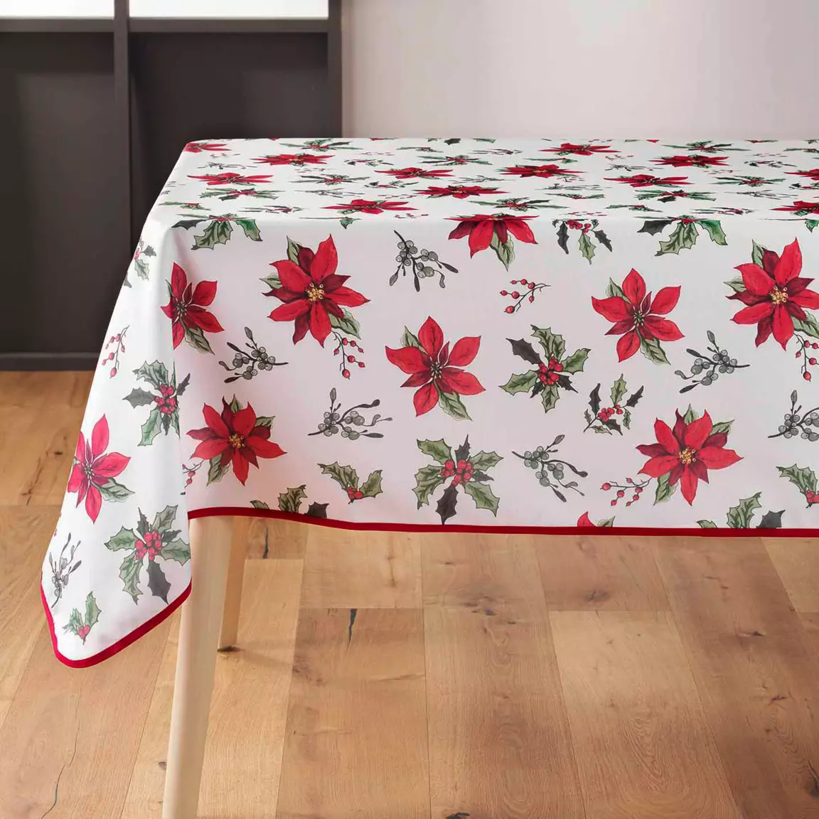 Nappe de Noël rectangulaire (150 x 240 cm) Amaryllis Blanc