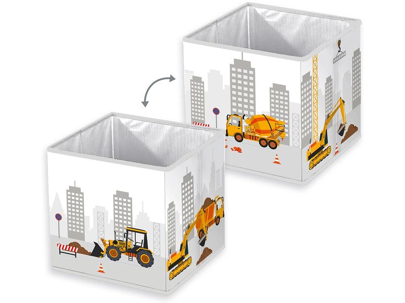 Herding Spielzeugbox Baustelle, 30 x 30 x 30 cm Spielzeug-Aufbewahrungsbox