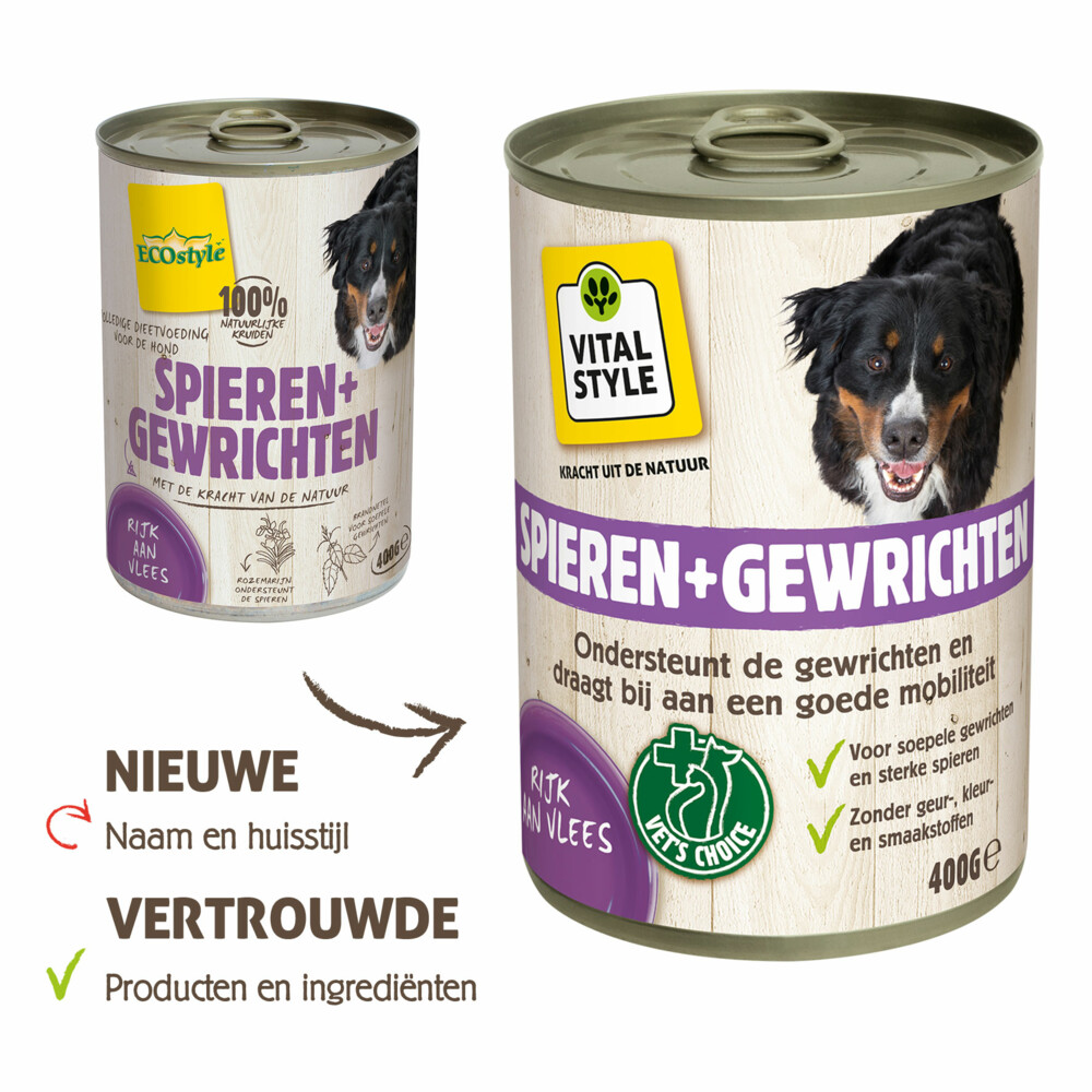 6x VITALstyle Hondenvoer Blik Spier & Gewrichten400 gr