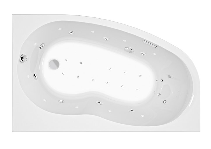 Baignoire balnéo asymétrique angle gauche 160 x 100 cm Allibert Intensea Elba Duo + tablier