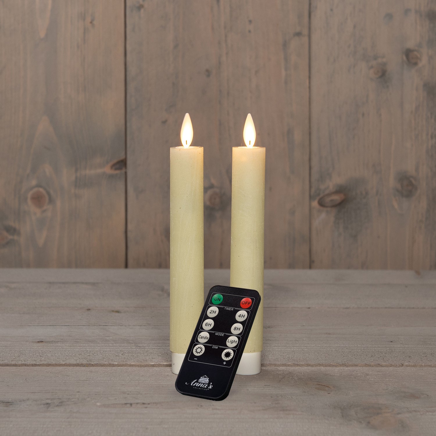 Anna's Collection LED dinerkaars met timer ivoor D 2 H 18 cm 2 stuks