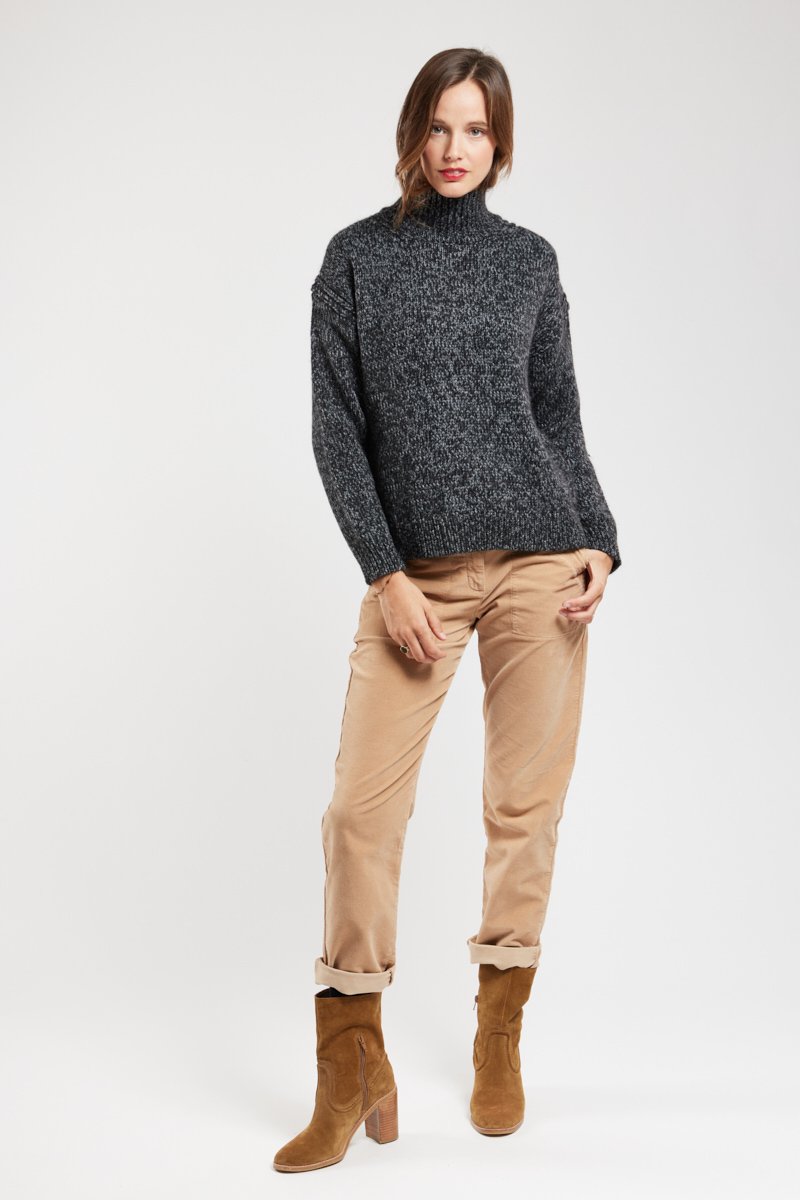 Pull col montant - laine et alpaga