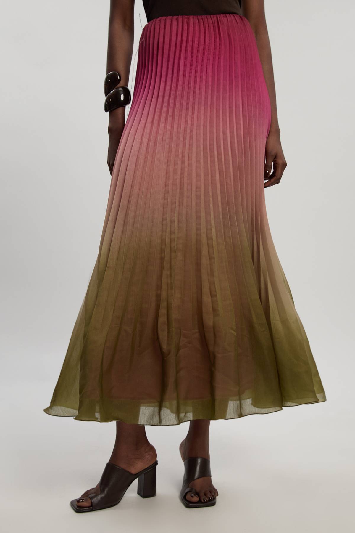 KarenMillen Jupe Longue Plissée En Organdi Slub Tissé