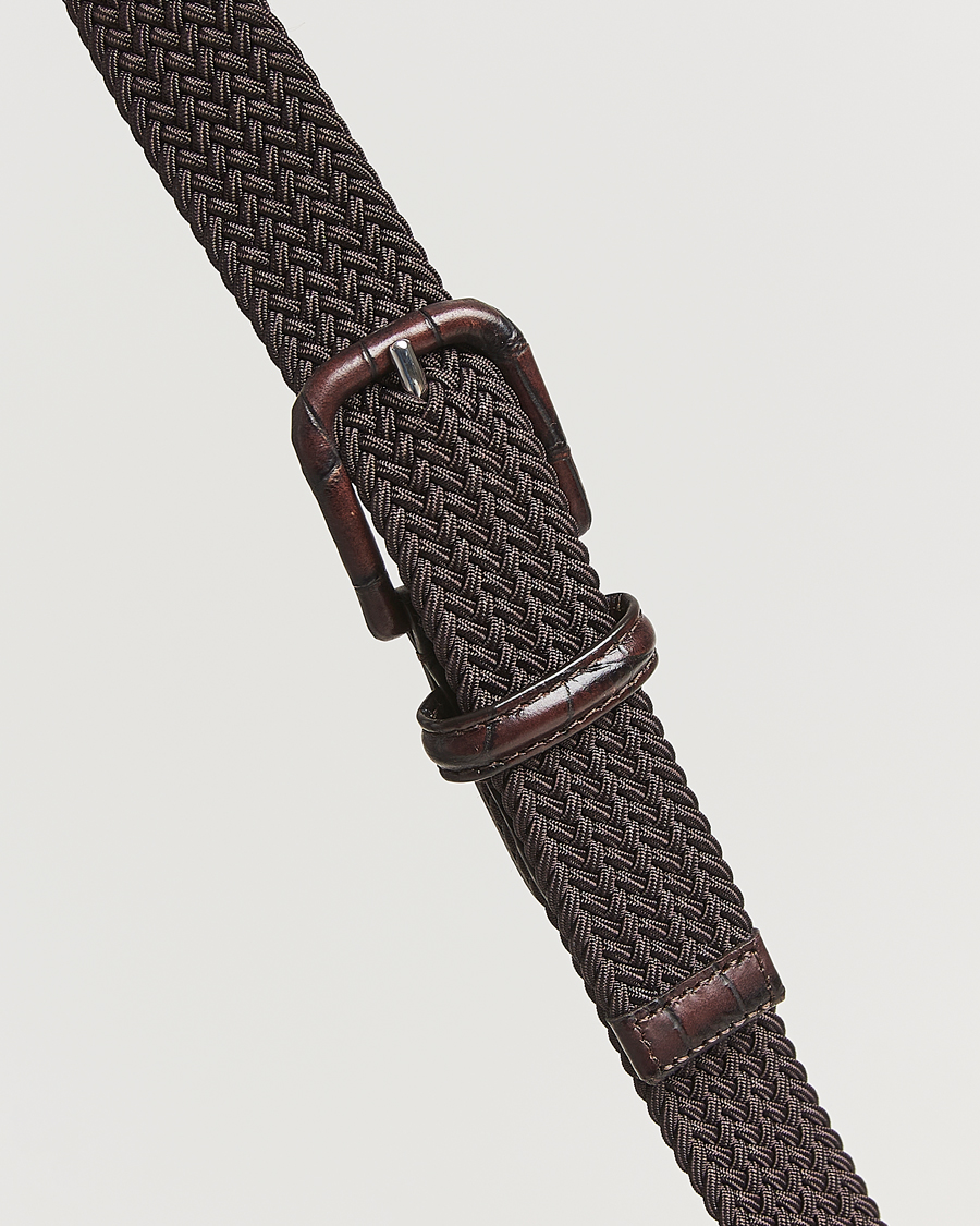 Anderson's Stretch Woven Leather Buckle 3 cm Belt Brown