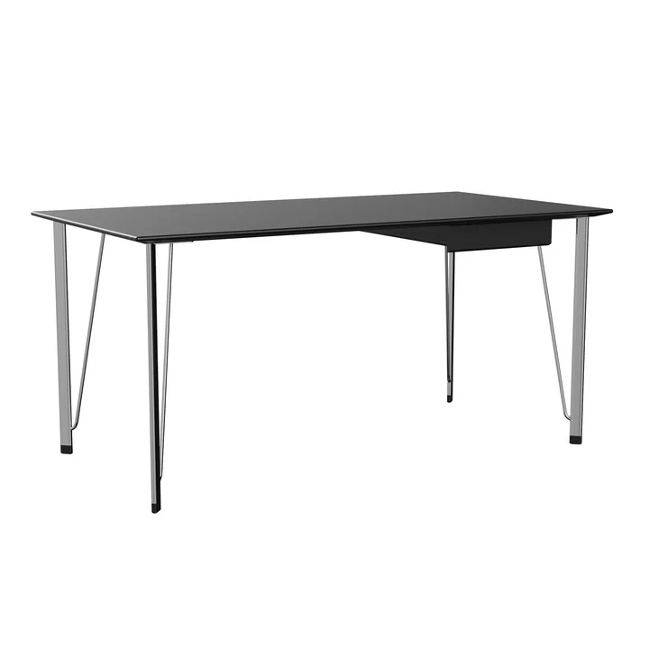 Fritz Hansen - FH3605 Schreibtisch inkl. Schublade, Chrom / Esche schwarz lackiert
