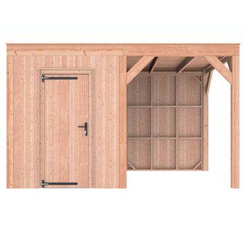 Tuinhuis met overkapping Douglas hout onbehandeld 395 x 255 cm