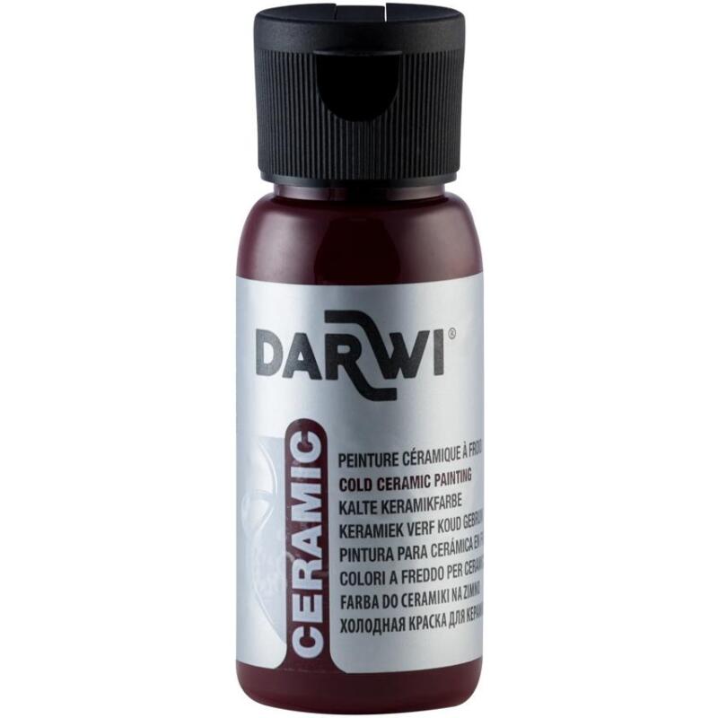 DARWI Flacon de 50 ml de Peinture sur Céramique à Froid - Rouge cerise