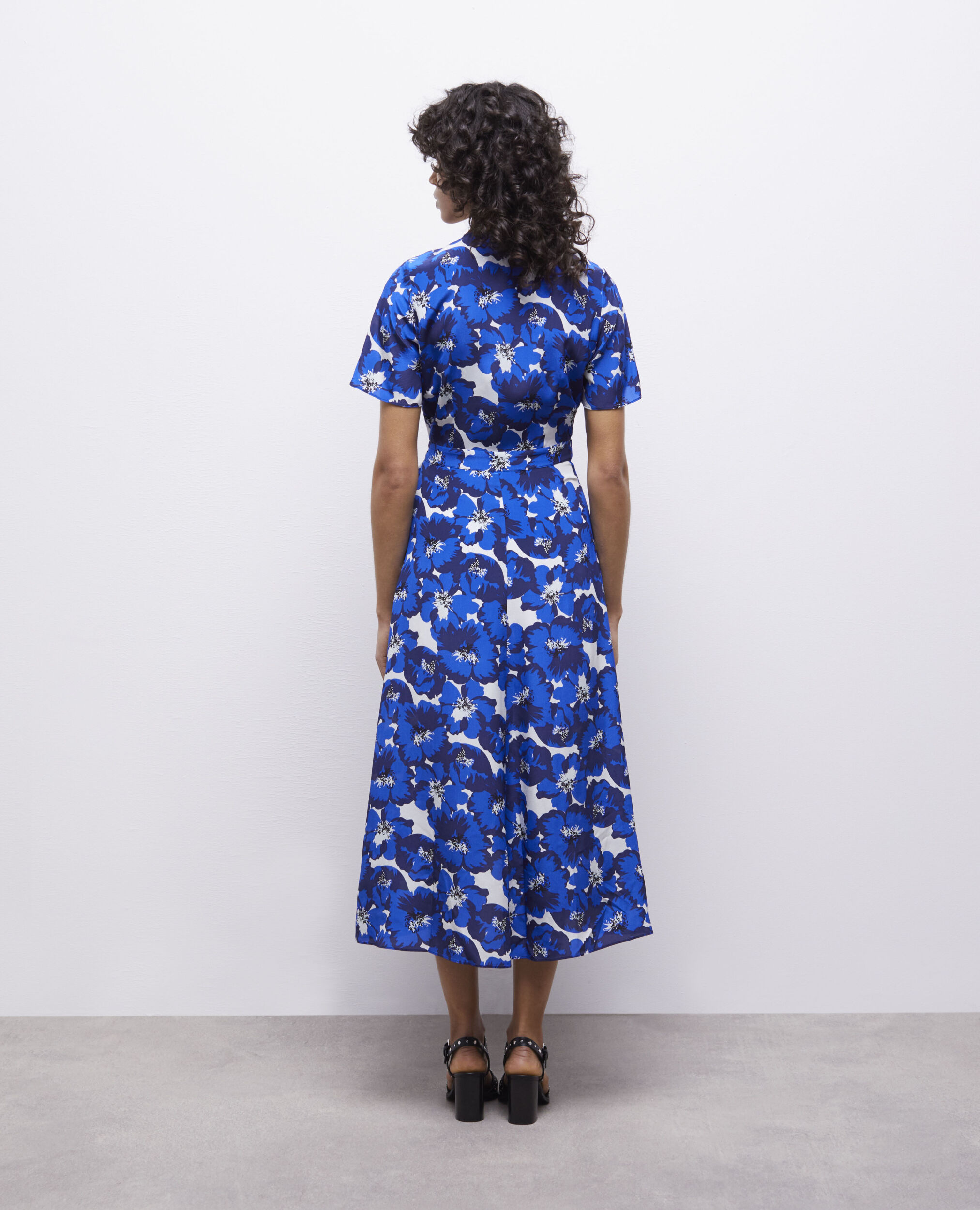 Robe portefeuille longue imprimée en soie