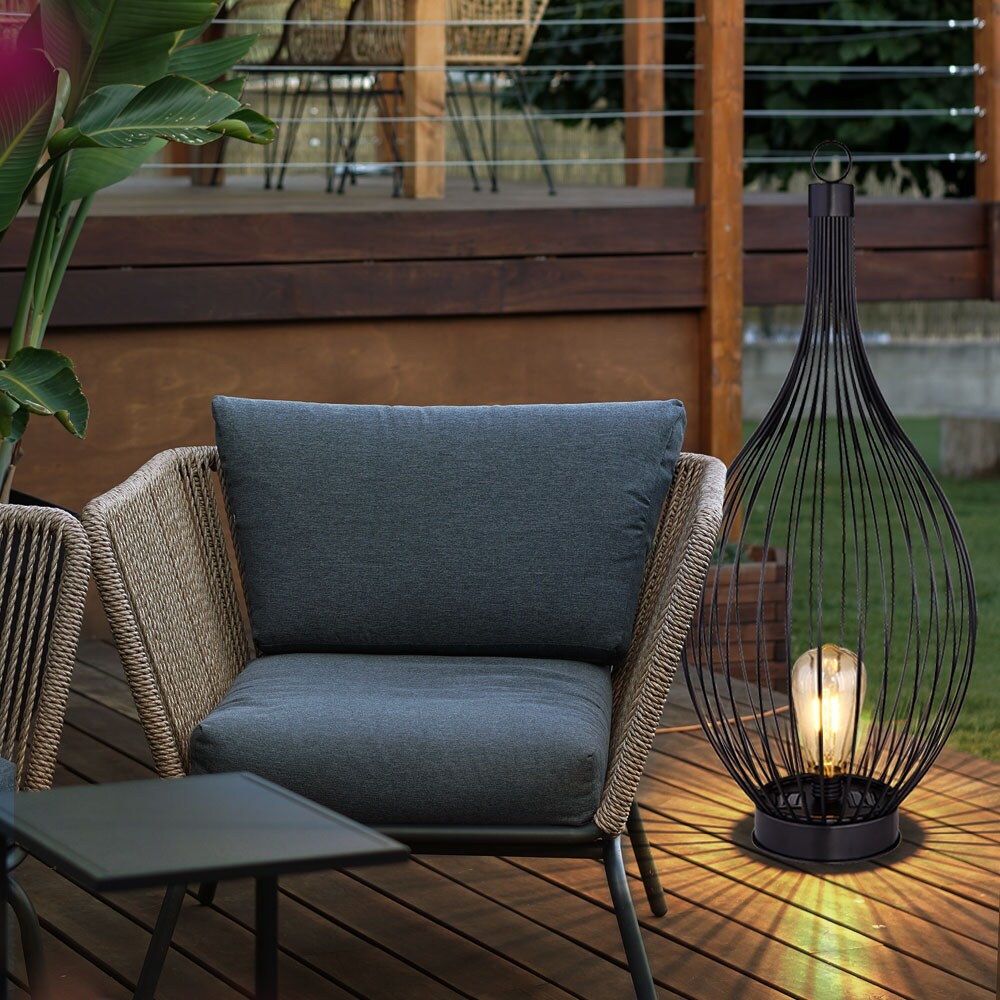 LED Solarlampe, Metall schwarz, amber, IP44