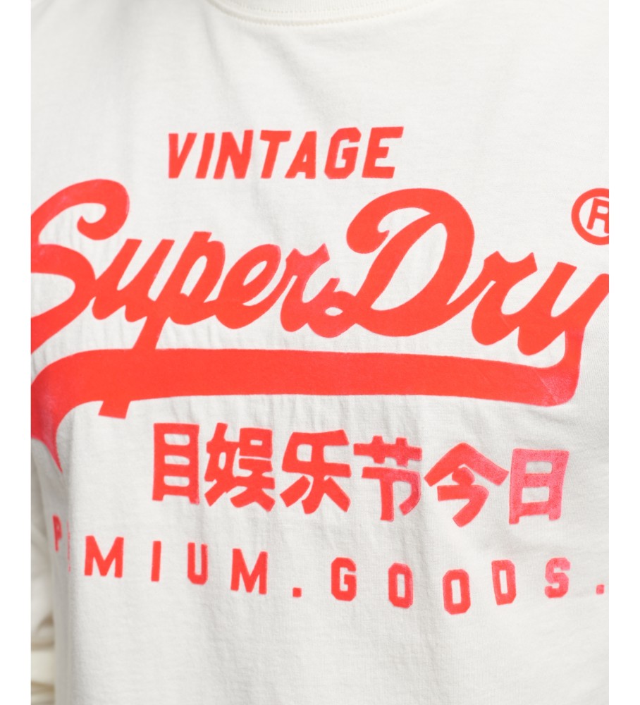 Camiseta de manga comprida Superdry Vintage Neon com logo Off-White