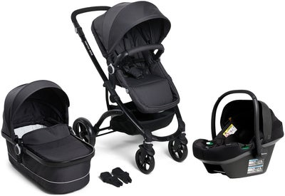 Beemoo Move Duo Duovogn Inkl. Beemoo Route i-Size Babybilstol, Asphalt/Black Stone