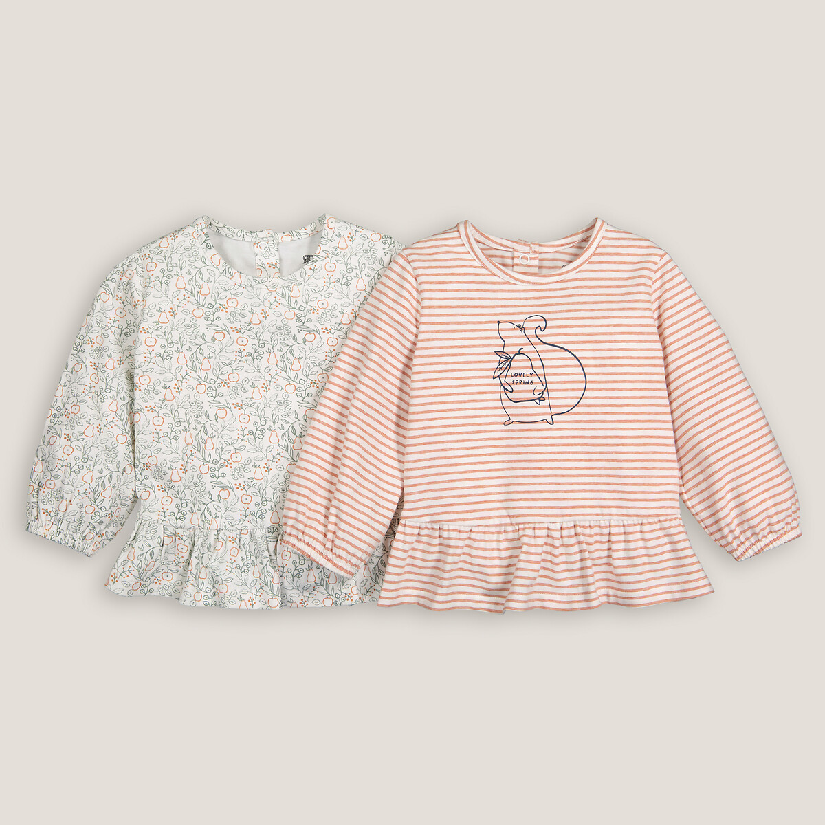 COLEÇÃO LA REDOUTE<br>Conjunto de 2 camisetas de algodão, estilo camisa
