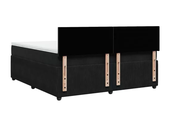Sommier à lattes de lit avec matelas Noir 180x200 cm Velours