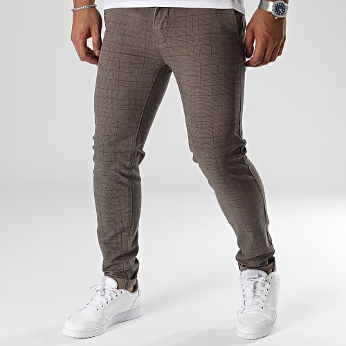 Pantalon A Carreaux Marron