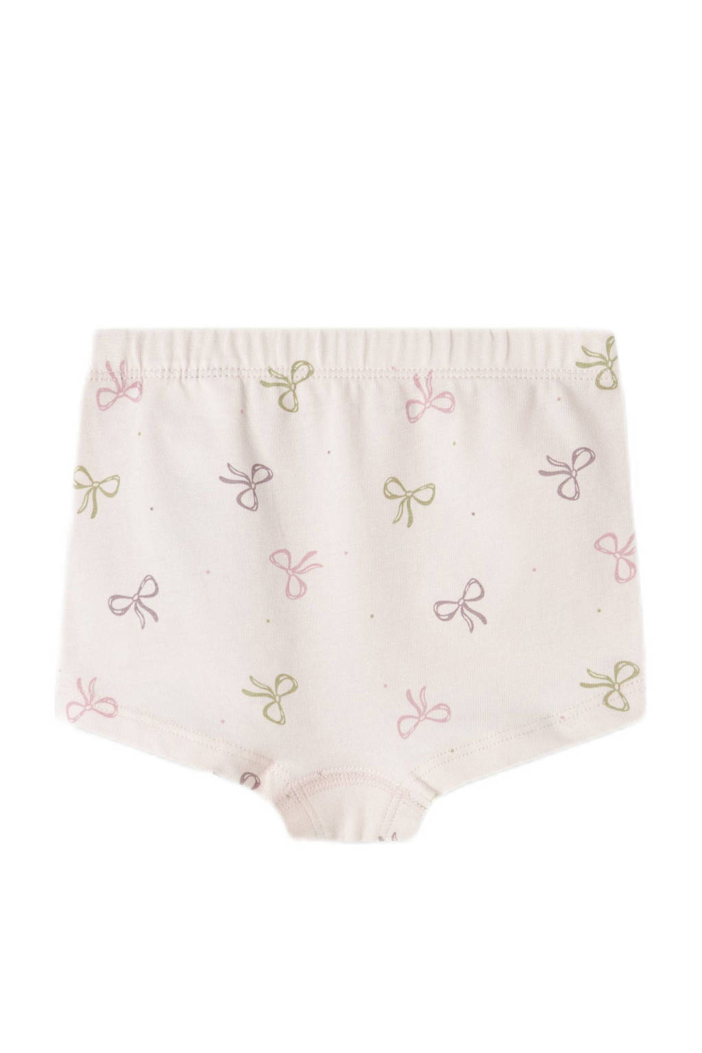 short - set van 3 met strikjes dessin roze/mauve