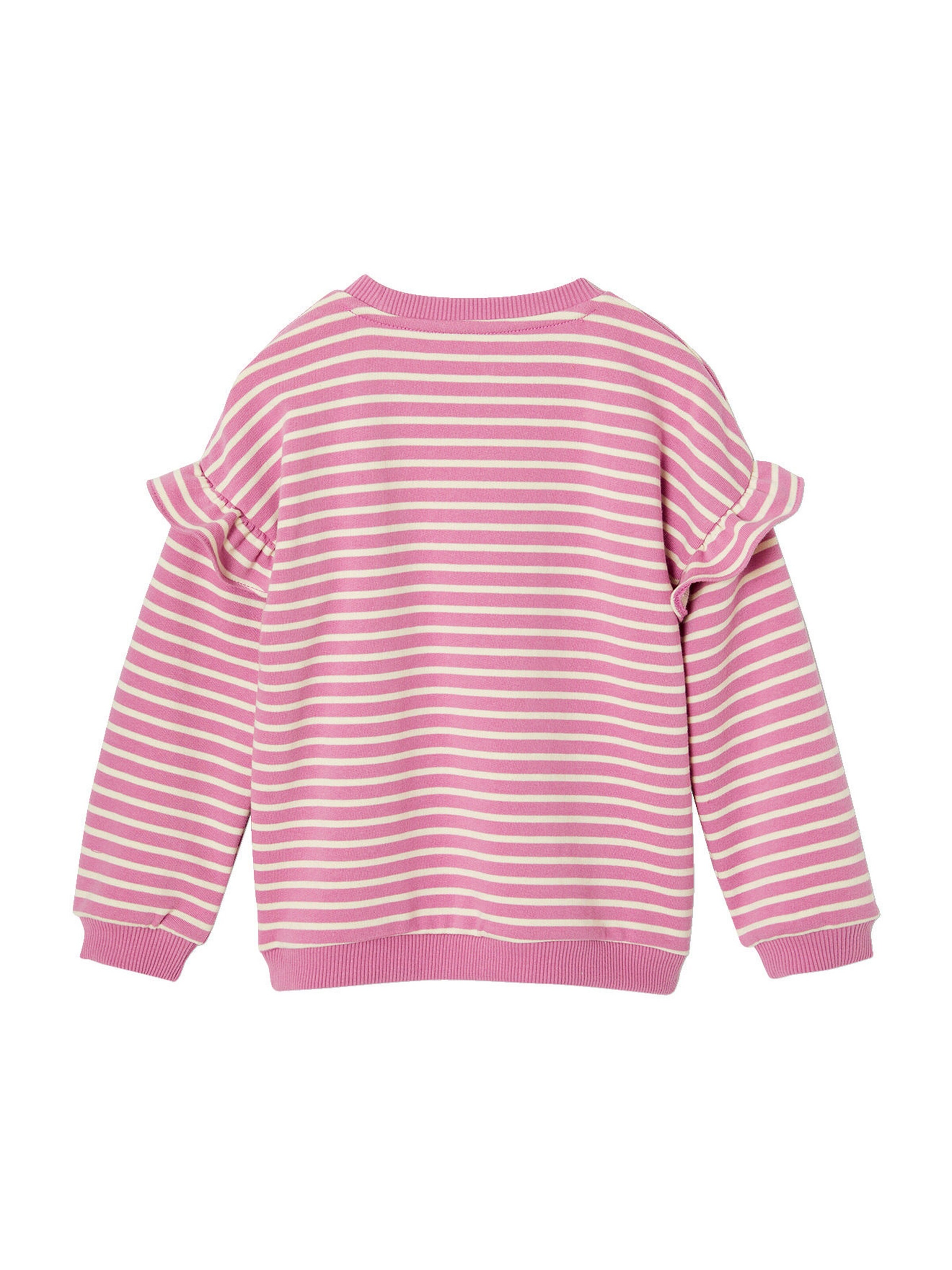 Vertbaudet Mädchen Ringel-Sweatshirt, Volantärmel violett