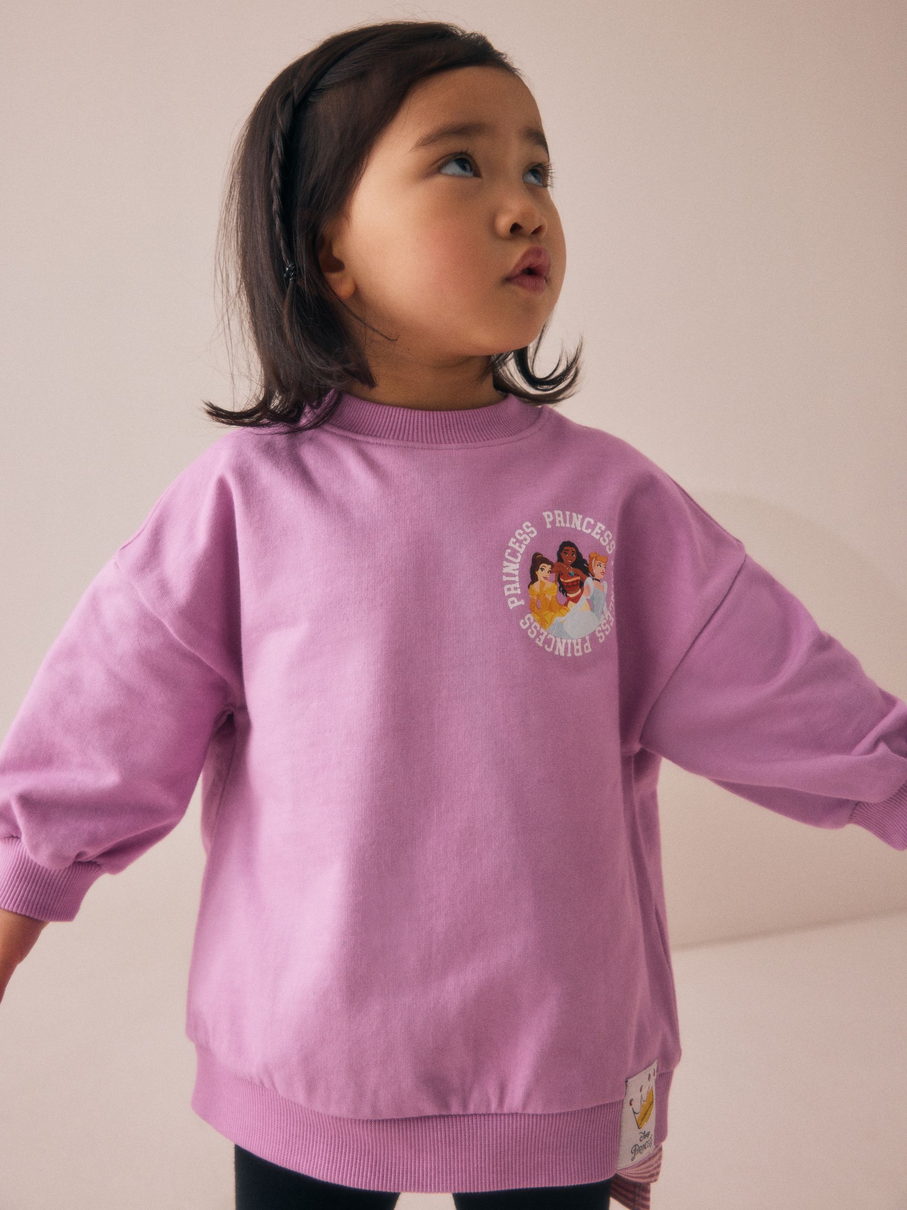 Paars - Set met Disney Princess top met lange mouwen in laagjeslook en legging (3mnd -7jr)