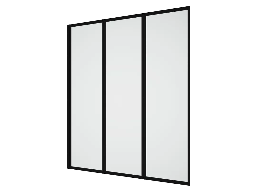 Pare baignoire pliant en métal style atelier - Noir mat - 120 x 140 cm - DISTRICT