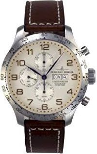 Zeno Watch Basel - 8557TVDDT-f2 - Herenhorloge - Zilver - Wit - Automatisch - Leer Band