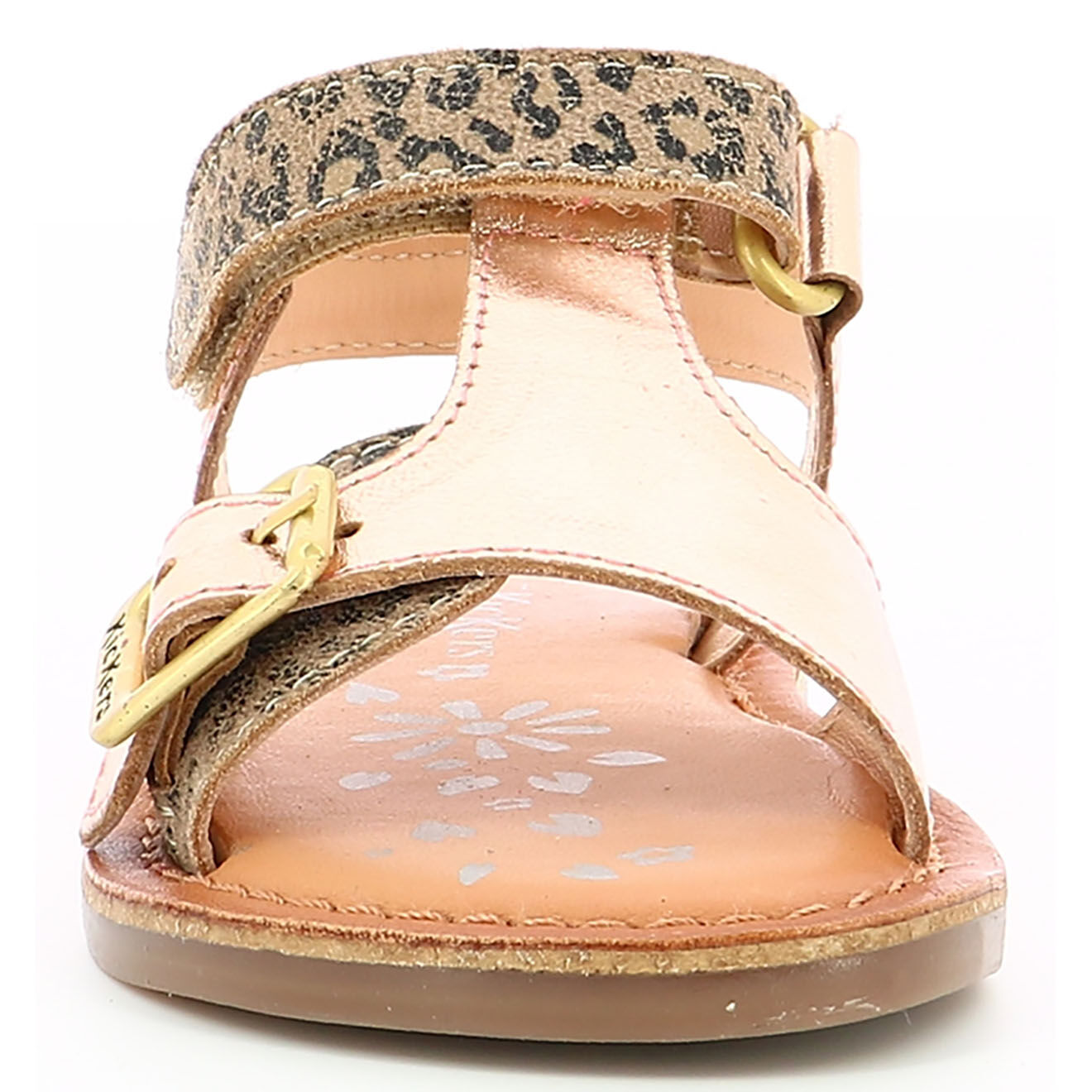 Kickers Sandales en Cuir Diazz beige/léopard/rose