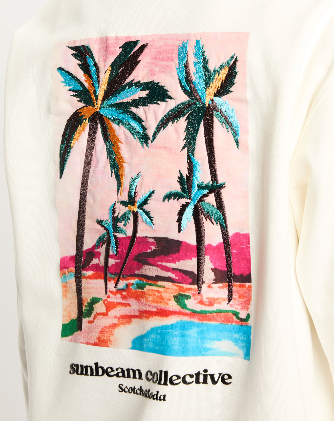 Scotch & Soda Sweat 100% Coton Bio Patch Tropical crème