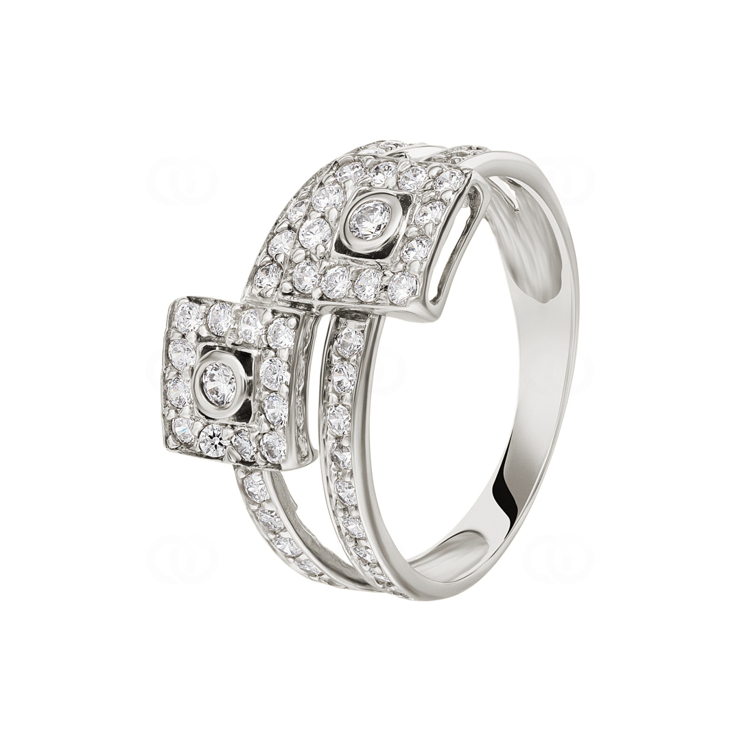 Damenring 750/18 K Weissgold mit Zirkonia Ø 57