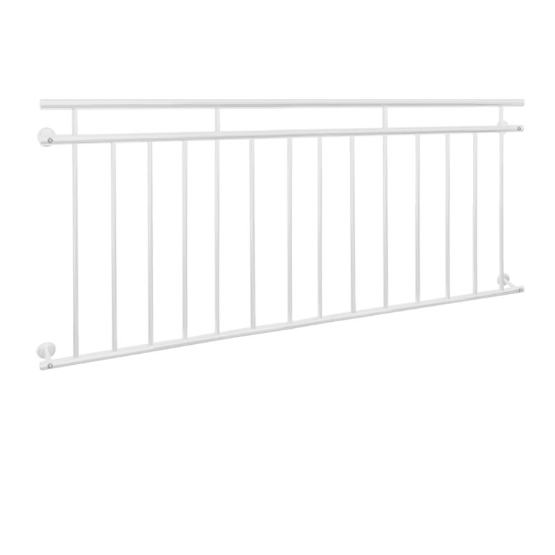 ECD Duitsland Franse balkonleuning 184 x 90 cm - met 14 vulstaven - Wit - mat en ruw - van gepoedercoat staal - Balkonleuning, balkonhek, raamhek