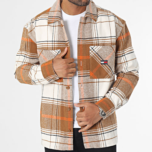 Surchemise A Carreaux Brushed Check 7254 Beige Clair Camel